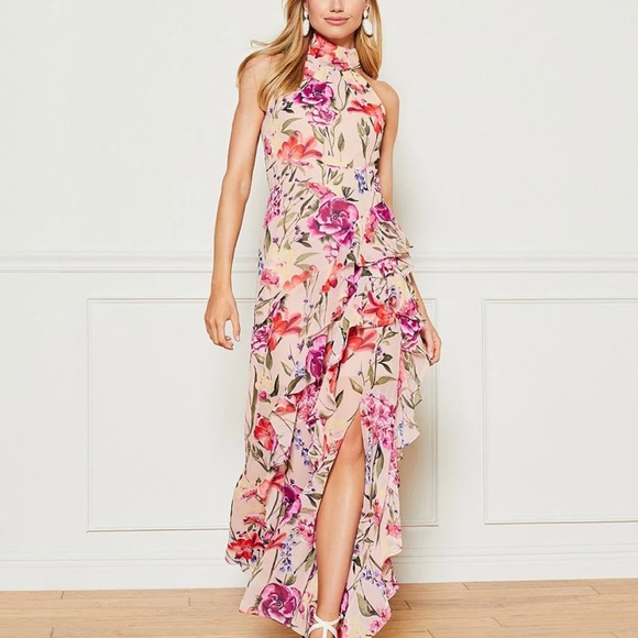 Eliza J floral halter gown.Like new. - Picture 3 of 10